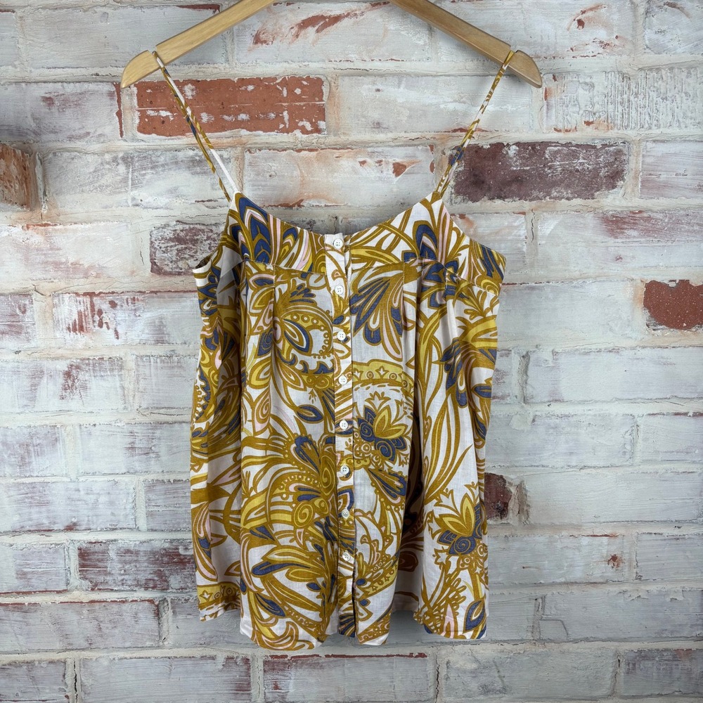 Nieves Lavi New York Small Vintage Cotton Boho Indie Paisley Tank Top Made USA